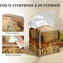 Grace Yonks Christmas Tissue Box Cover Square, Ice Skating Park at Night Design Cube Case for Facial Tissues, 5.2" PU Leather. (086)