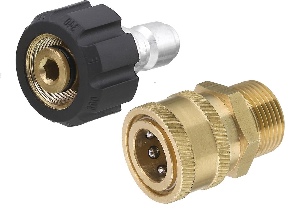 Tool Daily Pressure Washer Adapter Set, Quick Connect Kit, M22 14mm Swivel to M22 Metric Fitting, 5000 PSI