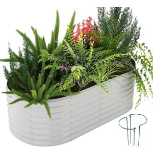 ZFHgarden Galvanized Metal Planter Round Raised Garden Bed Kit for Gardening Outdoor Galvanized Planter Outdoor 1PC Gray 6X3X2FT, 6x3x2FT1pcs