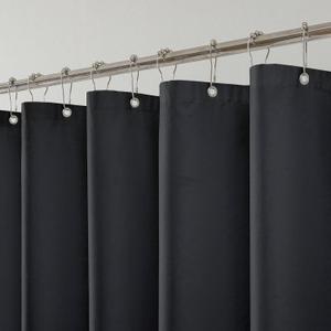 1 Pack Water-Repellent Fabric Shower Curtain Liner - Hotel Quality Machine Washable, 3 Heavy-Duty Magnets with Rustproof Grommets & Weighted Hem, Standard Size 72x84in Black