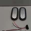 Partsam 2x Oval Clear Lens White Stop Turn Tail Backup Reverse Fog Lights Lamps Rubber Flush Mount 6" 24 LED for Truck Trailer Boat RV Waterproof