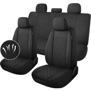 YGL Breathble Car Seat Covers Full Set,Washable Seat Covers for Cars,Premium Cloth Car Seat Protectors,Interior Covers for Cars,Sedan Van Truck SUV(Black)