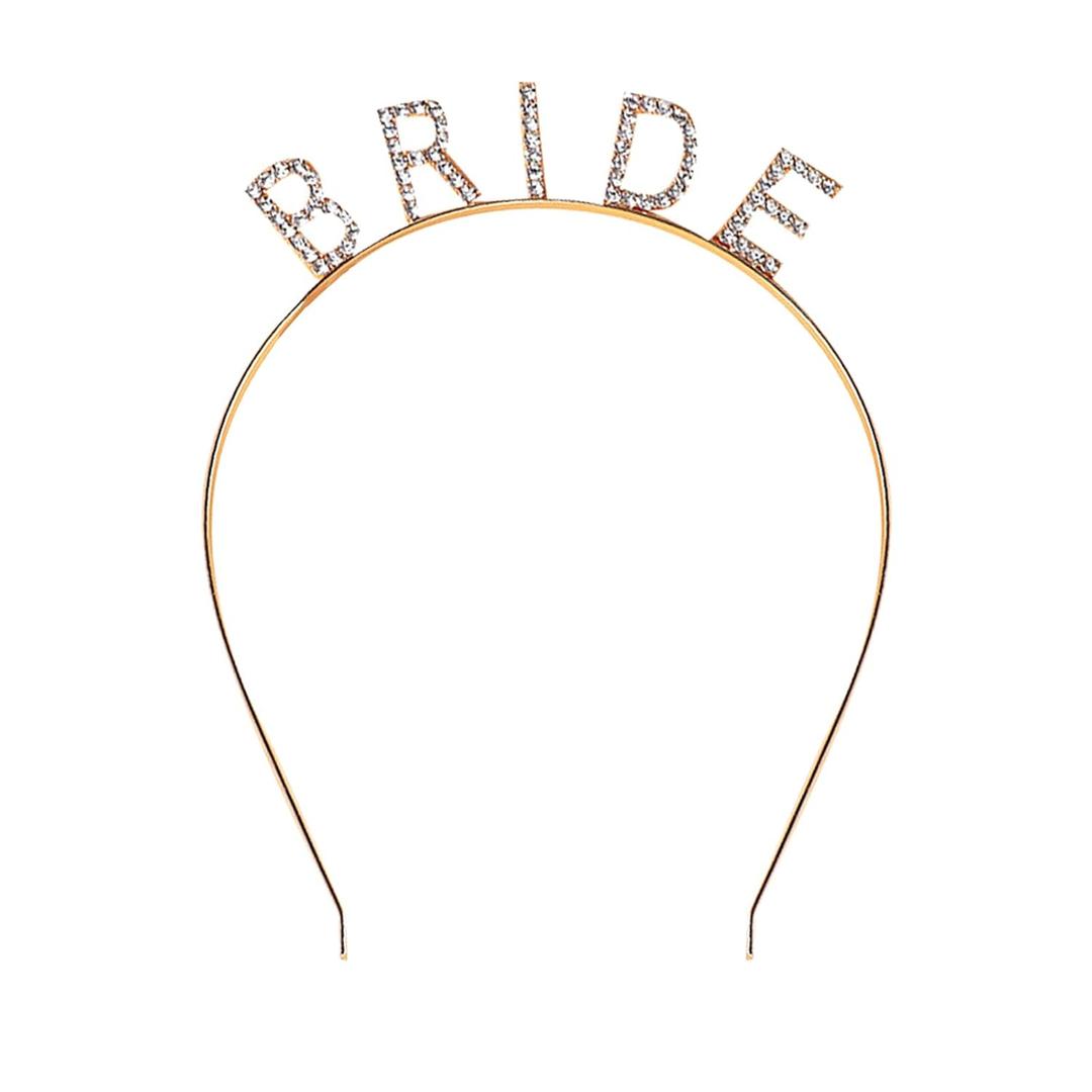 Rhinestone Bride Headband Bride Tiara Bachelorette Party Headband Sparkling Crystal Bridal Crown Headpiece Hair Accessories for Bridal Shower,Bachelorette Party,Wedding