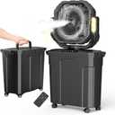 Ausic 20L 12Inch Portable Misting Bucket Fan, 30000mAh Oscillating Outdoor Fans with Remote Control, Rechargeable Battery Powered Camping Fan with Water Spray for Patios, Beach/Travel Essentials (Black)