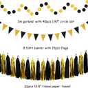 Black-Gold Graduation Party-Decorations - 33pcs Kits Banner, Streamers Tassel Garland,Tissue Pom Poms Honeycomb, Paper Lantern Fans,Wedding New Year Birthday Baby Shower Decor Hugtmr