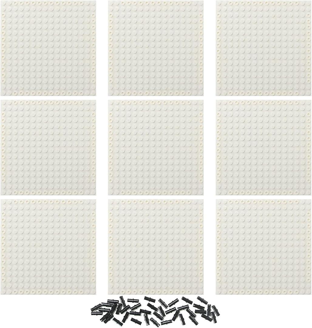 9pcs Brick 16x16 White Plate 1/3 with Holes and Pin Pixel Art Painting Classic Blocks Compatible with 65803 3673 Major Base Plates Brands