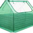 Quictent 4x3x2ft Galvanized Raised Garden Bed with Cover Metal Planter Box Kit, w/ 2 Large Screen Windows Mini Greenhouse 20pcs T Tags 1 Pair of Gloves Included Outdoor Growing Vegetables (Green)