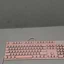 MageGee Typewriter Mechanical Gaming Keyboard, Retro Punk Pink Round Keycaps, 104 Keys LED White Backlit Wired Keyboards for Laptop MAC PC Gamer, with Magnetic Wrist Rest, Blue Switch