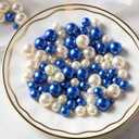 PNJHDZ 200 Pcs Vase Filler Beads White and Blue Pearl Beads for Vase No Hole Pearls for Centerpieces Vases Home Table Party Decor DIY Wedding 8/14/20mm