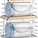 Extra Large waste Bag Holder Stackable Kitchen Storage Slive, 2 Pack Wall Mounted Pantry Organizers and Storage with Bamboo Top, Garbage Bag Dispenser Under Sink for Laundry Room and Kitchen