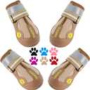 QUMY Dog Shoes for Large Dogs, Medium Dog Boots & Paw Protectors for Winter Snowy Day, Summer Hot Pavement, Water-Resistant in Rainy Weather, Outdoor Walking, Indoor Hardfloors Skid-Resistant Sole (Khaki, Size 6: 2.6''x3.0''(W*L) (Pack of 4))
