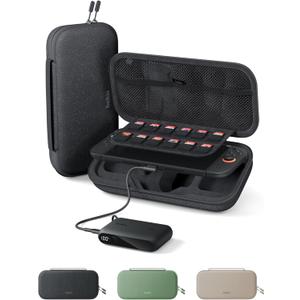 Belkin Nintendo Switch 2 Case w/Integrated 10,000mAh Power Bank Charger, Portable Hard Shell Protective Carrying Case with Pockets for AirTag, Game Cartridges for Travel - Charcoal (Black)