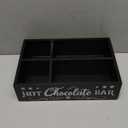 Geetery Christmas Hot Cocoa Bar Wood Station Organizer Countertop with 4 Compartment Cocoa Decorative Storage Bins Vintage Open Holder Box for Xmas Holiday Gift Party Home Supplies (Black)