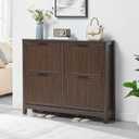 4 Flip Drawers Shoe Cabinet Storage for Entryway, Narrow Hidden Shoes Cabinet Organizer Front Door Entrance Thin Free Standing Front Door Shoe Rack Storage for Entryway(Brown) (Large)