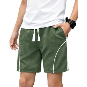Boys Y2K Striped Athletic Shorts with Drawstring and Pockets for Streetwear,Skateboard and Casual 6-14 Years