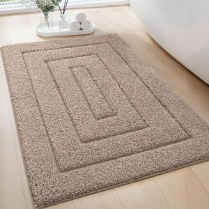 Color&Geometry Ultra Soft Bathroom Rugs Non Slip Washable,Absorbent Bath Mat Quick Dry,Premium Microfiber Plush Bathroom Rug for Bathtub and Shower Floor,Tan,24"x36"