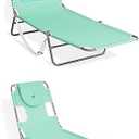 Ostrich Lightweight Portable Chaise Folding Sunbathing Poolside Beach Chair with Outdoor Adjustable Recliner Lounge Pool Chair, Teal