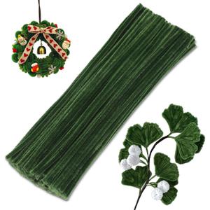 100 Pieces Pipe Cleaners Craft, Sage Green Pipe Cleaners, Chenille Stems for Classroom Craft Supplies Hair Flowers