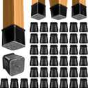 BUMACO Chair Leg Floor Protectors Square Chair Leg Protectors for Hardwood Floors 40Pcs Silicone Covers to Protect Floors Square (Black-L Fit 1-1/16" to 1-5/8")