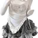 IDEWO 2 Piece Sets for Women Corduroy Skirts Woman Mini Skirt Pleated Skirt High Waisted Skirts Off The Shoulder Top (Set,XL,X-Large)