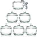 Sliner 6 Pcs Pumpkin Candle Jar for Making Christmas Candles, Empty Thanksgiving Glass Pumpkin Jars with Lids Candle Containers for DIY Gift Fall Autumn Thanksgiving Xmas Table Tray Decoration (Clear)
