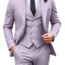 Men's Lilac Suits Formal Business Tuxedo 3 Piece Mens One Button Suit Jacket Double Breasted Vest Pants Suit Large