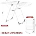 APEXCHASER Clothes Drying Rack, Foldable Oversized Drying Rack Clothing with L-Shaped Foot Cover, Height-Adjustable, Multi-Bar Laundry Rack, Indoor Outdoor Use, 20.47"D x 70"W x 42.52"H, Pearl White