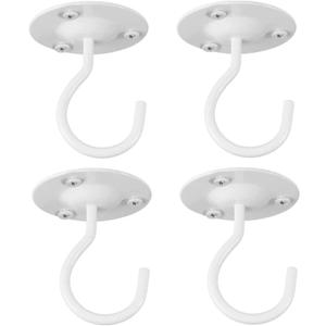 Monarch Abode Ceiling Hooks for Hanging Plants  Heavy Duty Ceiling Hooks for Hanging Lights, 2.7 Inch Metal White Wall Plant Hanger for Indoor Outdoor, Swag Hook, Wall Mount Plant Hook, 4 Pack