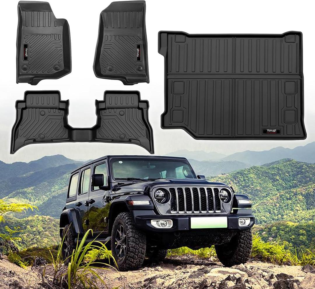 Custom Floor Mats & Cargo Trunk Liner for 2021-2025 2026 Jeep Wrangler JL 4XE Accessories All Weather TPE Rubber Protection Mat (for 2021-2026 Jeep Wrangler JL 4XE)