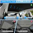 Sunshade Roof for Tesla Model Y 2020-2025 Accessories, Upgraded Carbon Steel Frame [No Sagging] Heat Insulation Glass Sunroof Cover, Dual Layer Cooling Fabric, 2PCS, Interior Black