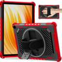 for Flre HD 10 & HD 10 Plus Tablet Case 13th Generation with 360 Rotating Kickstand Hand Strap, Kids Friendly (Black+Red)