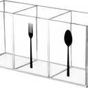 Hxezoc Clear Acrylic Cutlery Storage Organizer, Transparent Silverware Caddy 3 Section Tableware Plastic Holder for Kitchen Indoor Outdoor Decoration Supplies