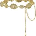 2 x American Trends Womens Western Belts Metal Chain Belt Country Cowgirl Belt Waist Chain Y2K Boho Concho Belt (Medium)