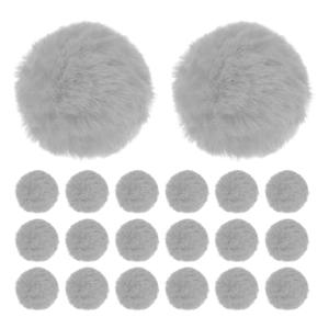 M METERXITY 20-Pack Faux Fur Pom Poms, 2 Inch/ 5 cm Soft Fluffy Pompoms Balls Faux Rabbit Fur with Elastic Loop for Hats/Bags/Keychains/Knitting Accessories/DIY Crafts [Light Grey]