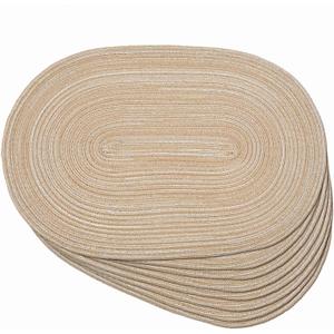 Noctiflorous Oval Braided Placemats Set of 8 Woven 12x18 Inch Non Slip Washable Heat Resistant Place Mats Round Tablemats for Dining Kitchen Party Daily Table Decor Dinner Mats (15 Coffee Brown, 8)