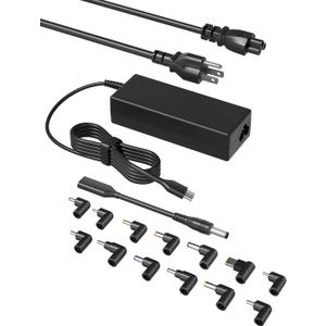 100W USB C Universal Laptop Charger with 15 Tips Compatible with Hp Dell Lenovo Acer Asus Toshiba Samsung MacBook IBM LG Fujitsu MSI IBM Google Chromebook Tablets Power Adapter Cord