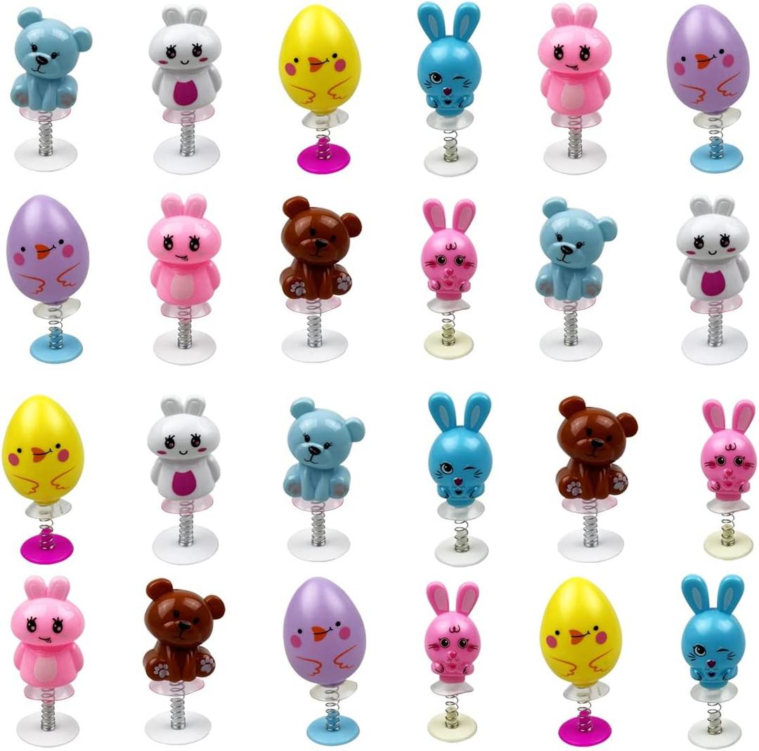 24 PCS Easter Jumping Popper Toys for Kids Boys Girls Toddlers Easter Basket Stuffers Egg Fillers Gifts Party Favors