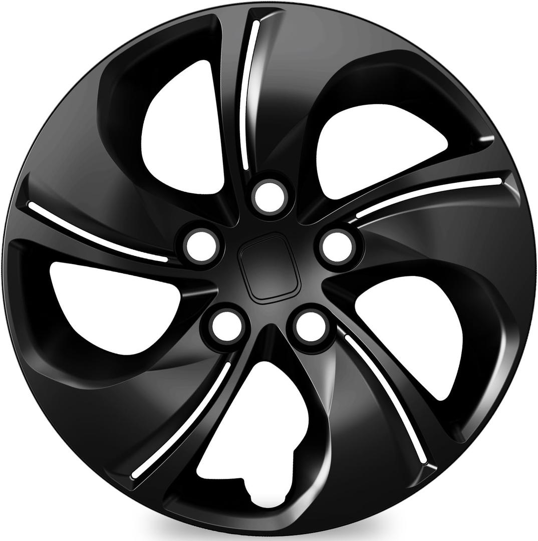 TangMiGe 4-Pack Hubcaps Compatible with Honda Civic 2013 2014 2015, 15 Inch 15", Wheel Covers Skins, 44733-TR3-A00, Please Watch The Installation Video (Bright Black Color)