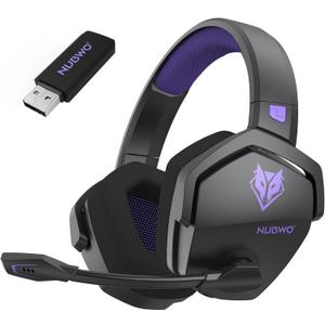 NUBWO Wireless Gaming Headset with Mic for Ps5 Ps4 PC, Zero Interference, 100-Hour Battery All-Day Play, 23ms Sync for Fortnite & Call of Duty/FPS Gamers, Triple Mode All Devices Compatible - Purple
