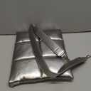 Comfyable Puffy Laptop Sleeve 13 inch 14 inch,Puffer Laptop Carrying Case with Crossbody Strap, Pillow Case Compatible with MacBook Air M4 2025 M3 M2 M1, MacBook Pro M5 M4 Pro/Max, PU Leather Cover (Silver)