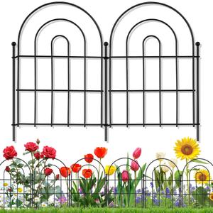 18 Pack Decorative Garden Fence Animal Barrier: 22 in(H) x 18 ft(L) Border Flower Rabbit Garden Fencing Small Arched Rustproof Metal No Dig Fence Landscape Decor for Yard (18 Panels - 17 in(H) X 20.00 ft(L), Black)