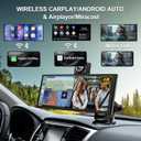 Wireless Carplay Screen for Car,10.26" Portable Apple Carplay and Android auto4K Dash Cam with Rotatable Lens, 1080P Backup Camera, GPS Navigation, Mirror Link, Siri & Voice Control