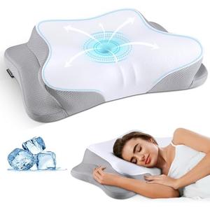 Cervical Neck Pillow - Cooling Ergonomic Neck Support Pillow for Sleeping, Orthopedic Contour Memory Foam Pillows for Side, Back & Stomach Sleepers with Pillowcase