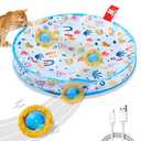 Potaroma Interactive Cat Toys, Fast Moving Ball in Play Mat, Automatic Motion Activated Ball Hide and Seek for Indoor Exercise Kicker, Animal Squeaky, 28 Inch Mat