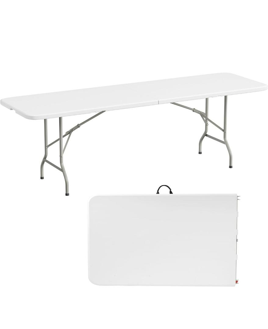 Elevon 8 Feet Heavy Duty Folding Table with Adjustable Height, Fold-in-Half Portable Table for Indoor Outdoor Use - Camping, Picnic, Party, Wedding, Dining, Utility Table