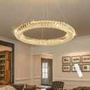 HAIXIANG LED Chandelier Modern Dimmable Dining Room Chanderliers Entryway Crystal Ring Pendant Lights for Kitchen Bedroom Living Room Gold Light, 1 Ring: 23.6"