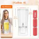 Lifewit 1 Gallon Drink Dispensers for Parties Pack of 2 (in 1 Package), 4L Plastic Beverage Containers with Stand for Juice/Tea/Soda/Water, Clear Ice Lemonade Dispensers with Lid & Leak-proof Spigot