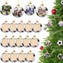 20 Pcs Soccer Sports Ornaments for Christmas Tree Decorations Wooden Christmas Picture Frames Xmas Photo Ornament Gifts for Sports Player Team Keepsake Party Favors