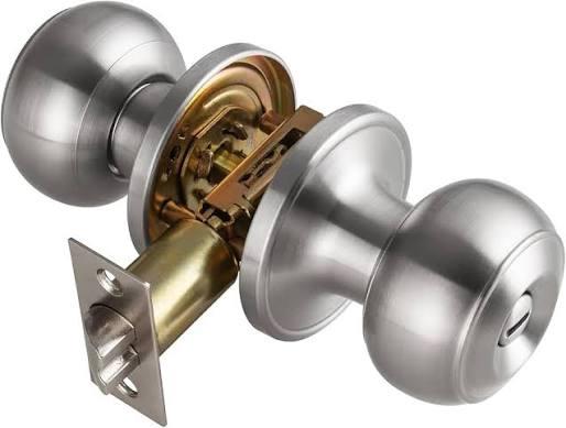 Haidms 1 Pack Brushed Nickel Door Knob Interior, Privacy Interior Door Knob for Bedroom or Bathroom Classic Satin Nickel Round Doorknobs Hardware(Square Panel Interior Door Knobs)