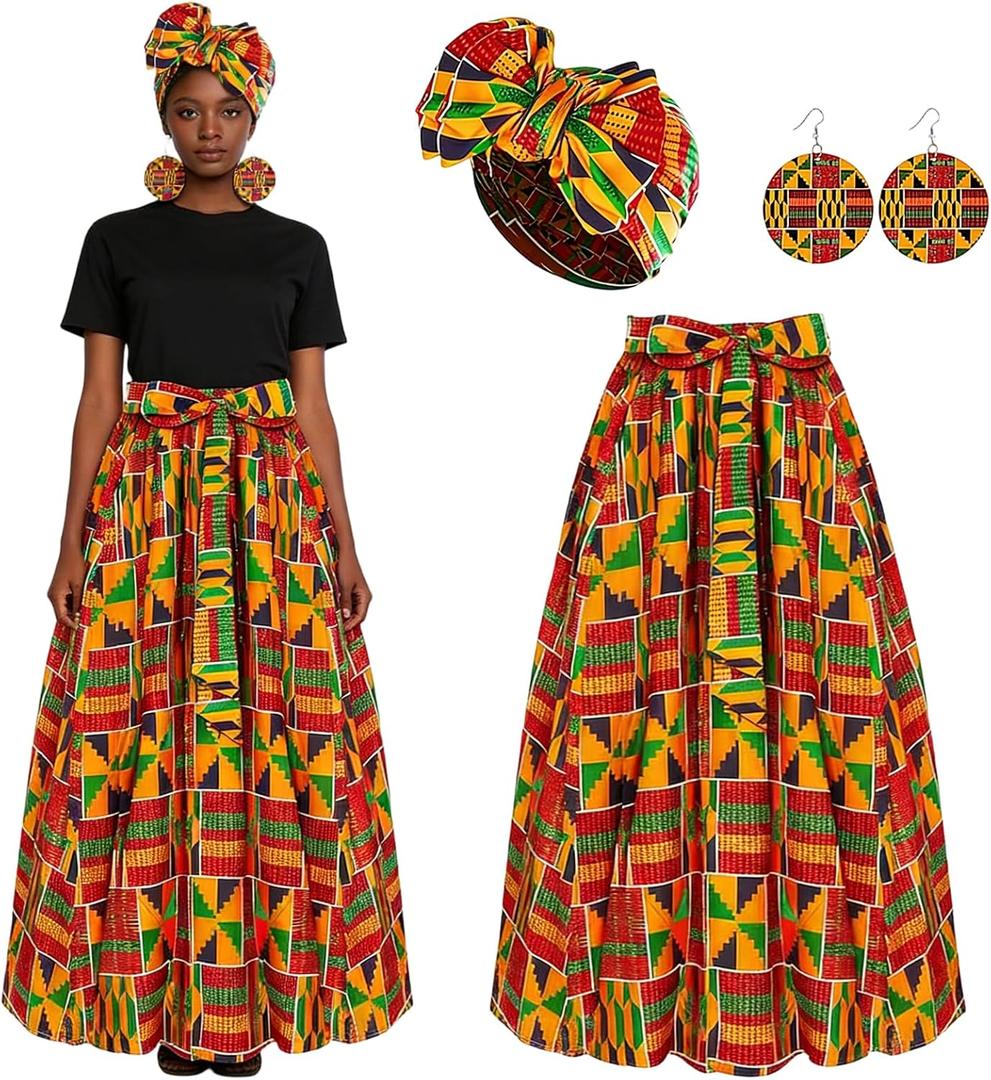 African Dresses for Women,African Outfits for Print Maxi Skirt African Outfits African Tops for Women (XX-Large)